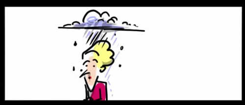 Gabrielle underneath a rain co